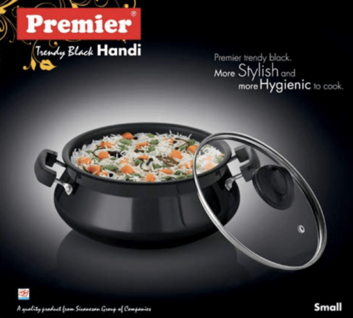 Premier Trendy Black Hard Anodized Handi with Glass Lid - Image 3